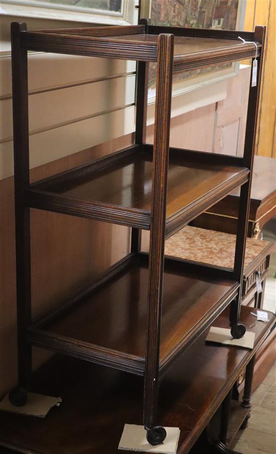 An Edwardian mahogany three tier buffet W.66cm